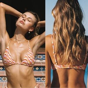 L*Space Brittany Eco Chic In The Waves Triangle Bikini Top Large